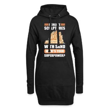 I create Sculptures with Sand Superpower? Sand - Hoodie-Kleid - Schwarz - Vorne