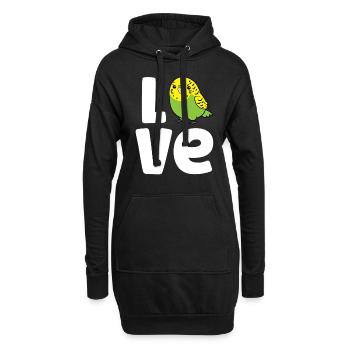Budgerigar Oiseau Amour Budgerigar - Sweat-shirt à capuche long Femme - noir - Devant