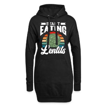 Fang an Linsen zu essen Linsensuppe Linse - Hoodie-Kleid - Schwarz - Vorne