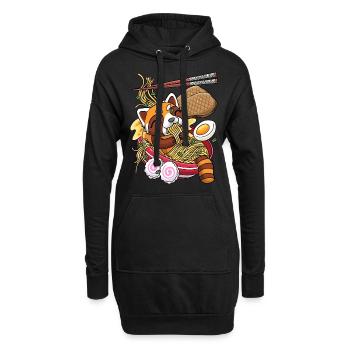 Kawaii Roter Panda Bär Ramen Nudeln Japanisches - Hoodie-Kleid - Schwarz - Vorne