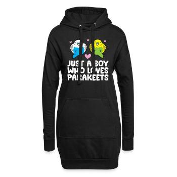 Juste un garçon qui aime les perruches Perruches - Sweat-shirt à capuche long Femme - noir - Devant