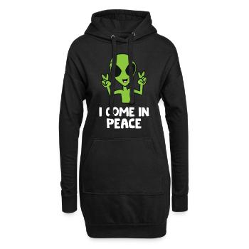 Alien I Come In Peace Space Rave EDM Musique Alien - Sweat-shirt à capuche long Femme - noir - Devant