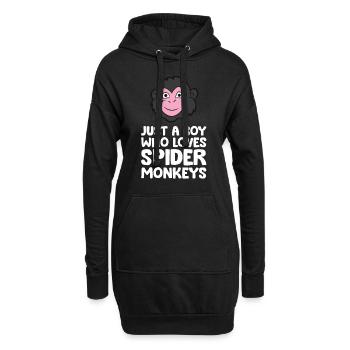 Just a Boy Who Loves Spider Monkeys - Hoodie-Kleid - Schwarz - Vorne
