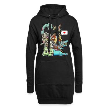Lustige Zombie Dinosaurier Mumie Halloween - Hoodie-Kleid - Schwarz - Vorne