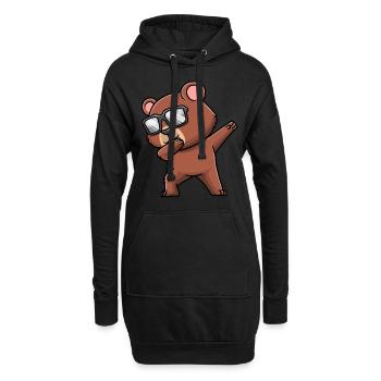 Dabbing Bear avec des lunettes de soleil - Sweat-shirt à capuche long Femme - noir - Devant
