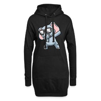 Elefant Mit Sonnenbrille Dabbing - Hoodie-Kleid - Schwarz - Vorne