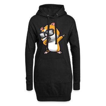 Dabbing Hamster Mit Sonnenbrille - Hoodie-Kleid - Schwarz - Vorne