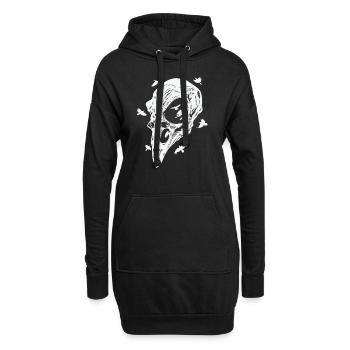 Crâne osseux d’un oiseau corbeau corbeau - Sweat-shirt à capuche long Femme - noir - Devant