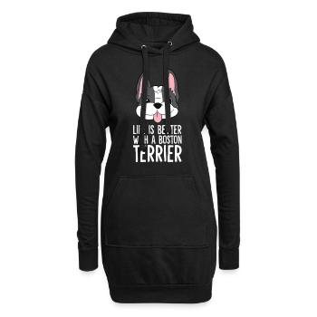 Das Leben ist besser mit einem Boston Terrier - Hoodie-Kleid - Schwarz - Vorne