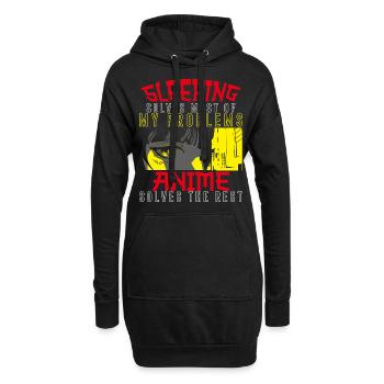 Dormir résout la plupart de mes problèmes Anime - Sweat-shirt à capuche long Femme - noir - Devant