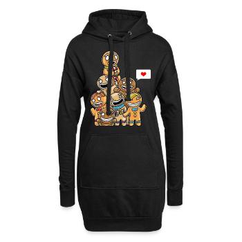 Weihnachten Lustig Lebkuchen Weihnachtsgebäck - Hoodie-Kleid - Schwarz - Vorne