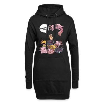 Lustiger Axolotl Fisch Mir Geht's Gut - Hoodie-Kleid - Schwarz - Vorne