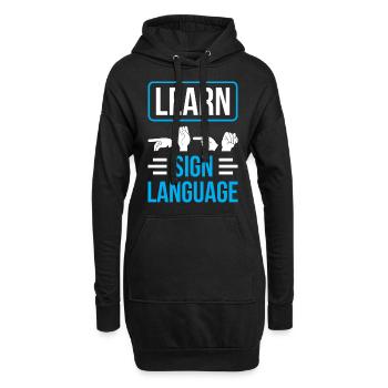 Gebärdensprache Lernen Gebärden Gestik Awareness - Hoodie-Kleid - Schwarz - Vorne