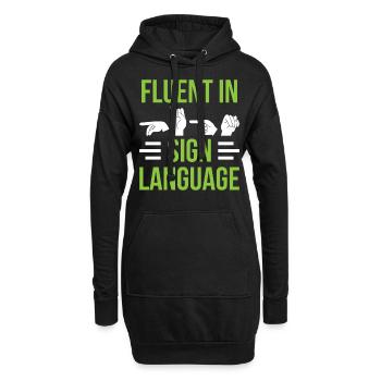 Fließend In Gebärdensprache Awareness Gebärden - Hoodie-Kleid - Schwarz - Vorne