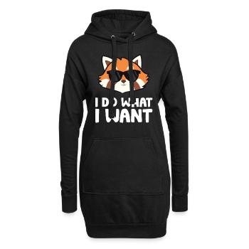 Roter Panda mit Sonnenbrille Ich mache was ich - Hoodie-Kleid - Schwarz - Vorne