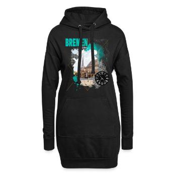 Brême Allemagne City Skyline Vintage Retro - Sweat-shirt à capuche long Femme - noir - Devant