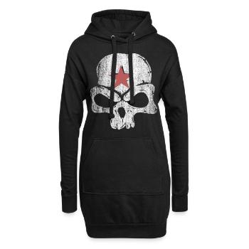Schädel Totenkopf Stern - Hoodie-Kleid - Schwarz - Vorne