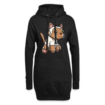 Chat siamois peluche chat - Sweat-shirt à capuche long Femme - noir - Devant