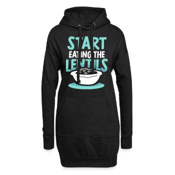 Fang An Die Linsen Zu Essen Linse Linsensuppe - Hoodie-Kleid - Schwarz - Vorne