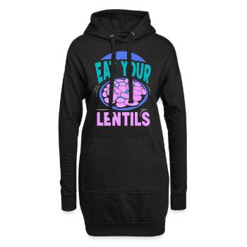 Mangez votre soupe aux lentilles - Sweat-shirt à capuche long Femme - noir - Devant