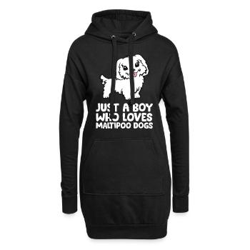 Juste un garçon qui aime les chiens Maltipoo - Sweat-shirt à capuche long Femme - noir - Devant