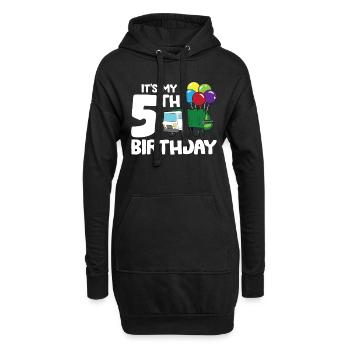 Camion à ordures C’est mon 5e anniversaire Jour 5 - Sweat-shirt à capuche long Femme - noir - Devant