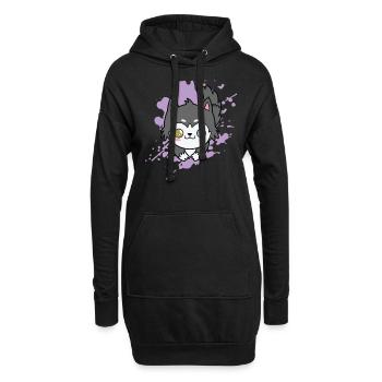 Chat avec une couleur d’yeux différente kawaii - Sweat-shirt à capuche long Femme - noir - Devant