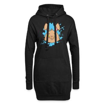 Hase im japanischen Kawaii Stil Tier - Hoodie-Kleid - Schwarz - Vorne