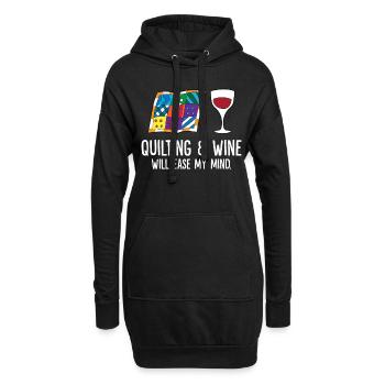 La courtepointe et le vin vont calmer mon - Sweat-shirt à capuche long Femme - noir - Devant