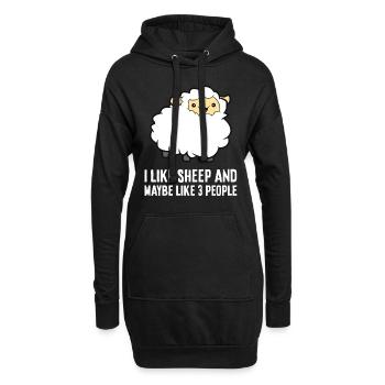Ich mag Schafe und vielleicht wie 3 Menschen - Hoodie-Kleid - Schwarz - Vorne