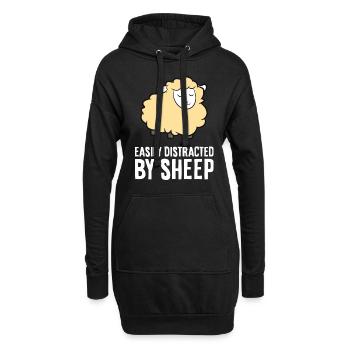 Leicht ablenkbar durch Schafe Lämmer Schafzüchter - Hoodie-Kleid - Schwarz - Vorne