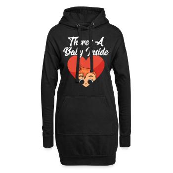 Il y a un bébé dedans mignon bébé à l’intérieur enceinte - Sweat-shirt à capuche long Femme - noir - Devant