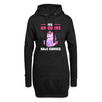 Real Unicorns Have Curves Rhino Rhinoceros - Hoodie-Kleid - Schwarz - Vorne