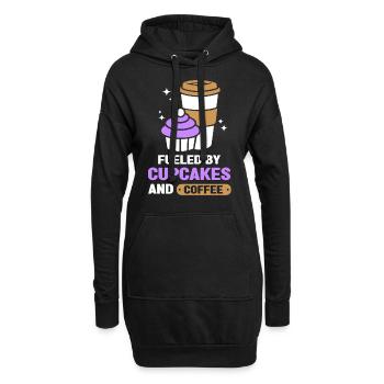 Angetrieben Von Cupcakes Und Kaffee Cupcake Essen - Hoodie-Kleid - Schwarz - Vorne