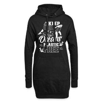 Gardez nos océans sans plastique mer - Sweat-shirt à capuche long Femme - noir - Devant