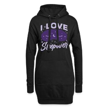 Ich Liebe Übernachtungen Übernachten Party Süß - Hoodie-Kleid - Schwarz - Vorne