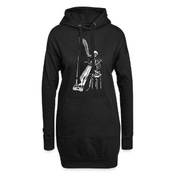 Skelett Halloween-Harfenist Harfenspieler - Hoodie-Kleid - Schwarz - Vorne