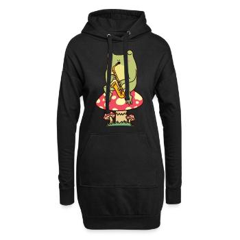 Frog Saxophone Saxophone player Saxophonist - Hoodie Dress - black - Front