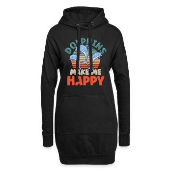 Delfine Machen Mich Glücklich Delphin Delfin - Hoodie-Kleid - Schwarz - Vorne