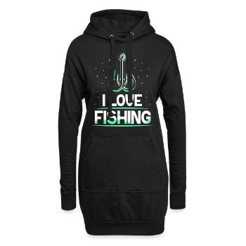 J’aime pêcher pêcheurs pêcheurs pêche pêche - Sweat-shirt à capuche long Femme - noir - Devant