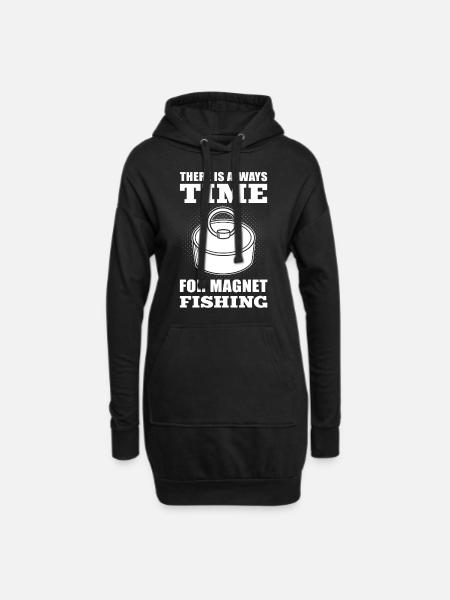 Magnet Fischen Fischer Schatzsucher Enterhaken Flu - Hoodie-Kleid - Schwarz