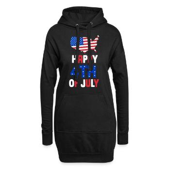 Frohen 4 Juli Happy 4Th Of July US USA Amerika - Hoodie-Kleid - Schwarz - Vorne