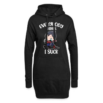Tout le monde pense que je suce un cadeau de vampire - Sweat-shirt à capuche long Femme - noir - Devant