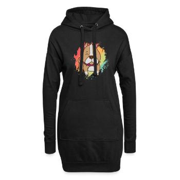 Pit Bull Comic Zeichnung Hund Haustier - Hoodie-Kleid - Schwarz - Vorne