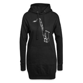 Saxophon Oneline Art - Saxophon-Musiker - Hoodie-Kleid - Schwarz - Vorne