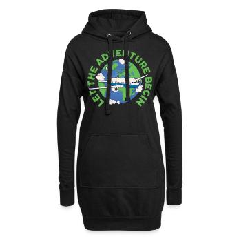 Let The Adventure Begin Airplane Pilot Gift - Hoodie Dress - black - Front