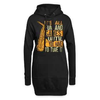 Saxophon Saxphonspieler - Hoodie-Kleid - Schwarz - Vorne