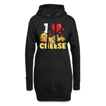 Ich Liebe Käse Liebhaber Süß Sprüche - Hoodie-Kleid - Schwarz - Vorne