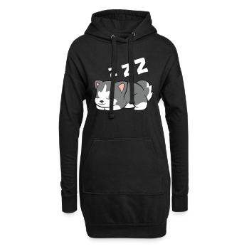 Sleeping Husky Dog Husky Pajama Cute Siberian - Hoodie-Kleid - Schwarz - Vorne