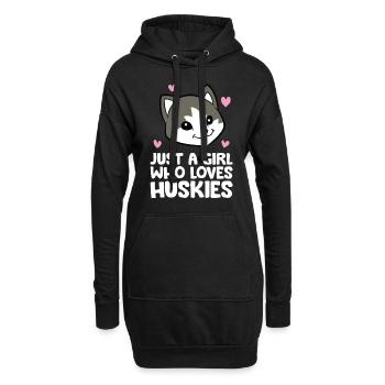 Siberian Husky Dog Just a Girl Who Loves Huskies - Hoodie-Kleid - Schwarz - Vorne